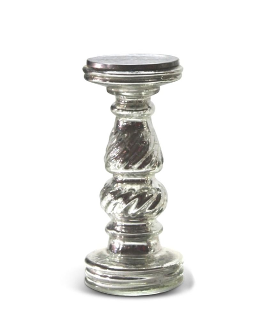 Culinary Concepts Small Antique Silver Twist Glass Candle Stick