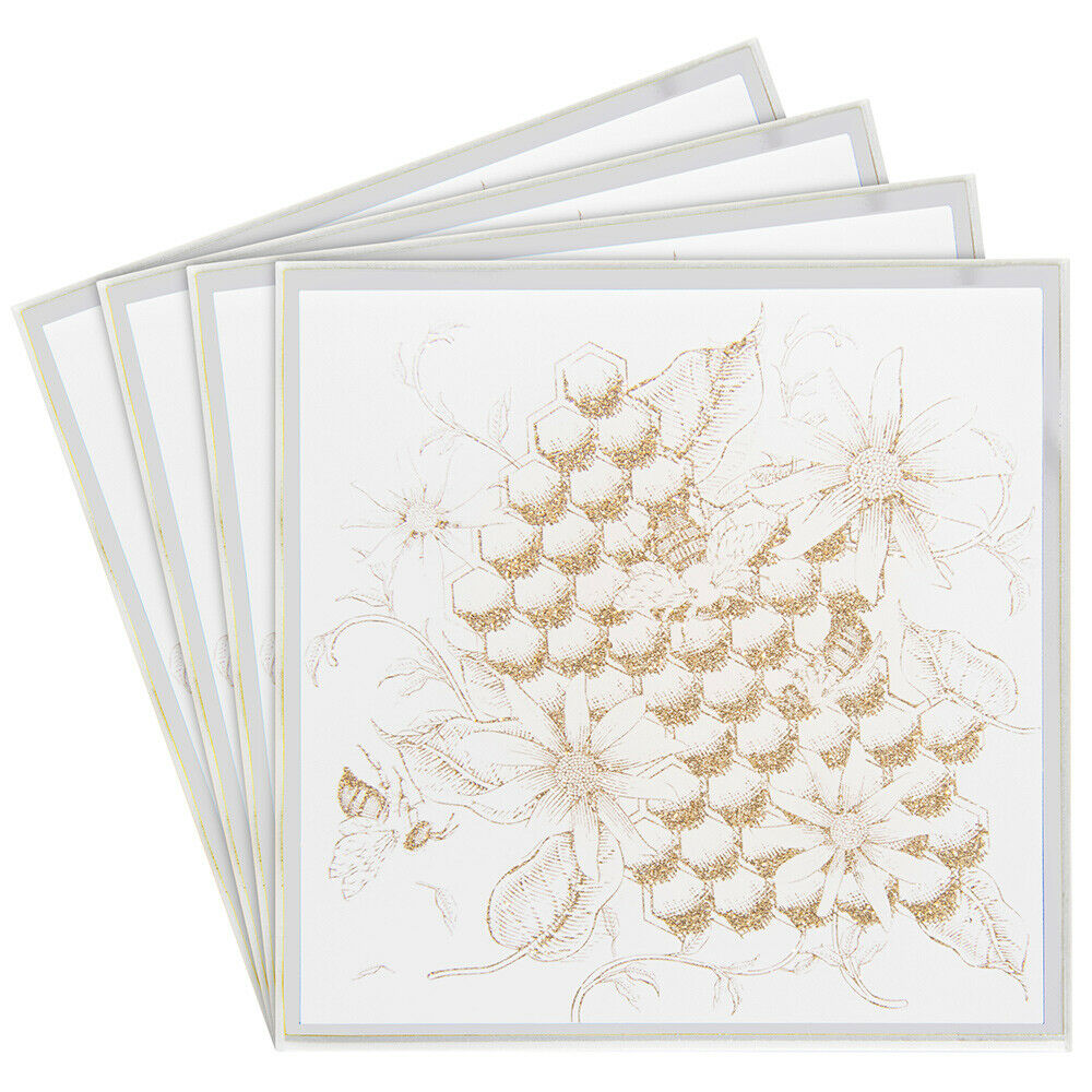 Set of Four Golden Honeycomb Square Coasters