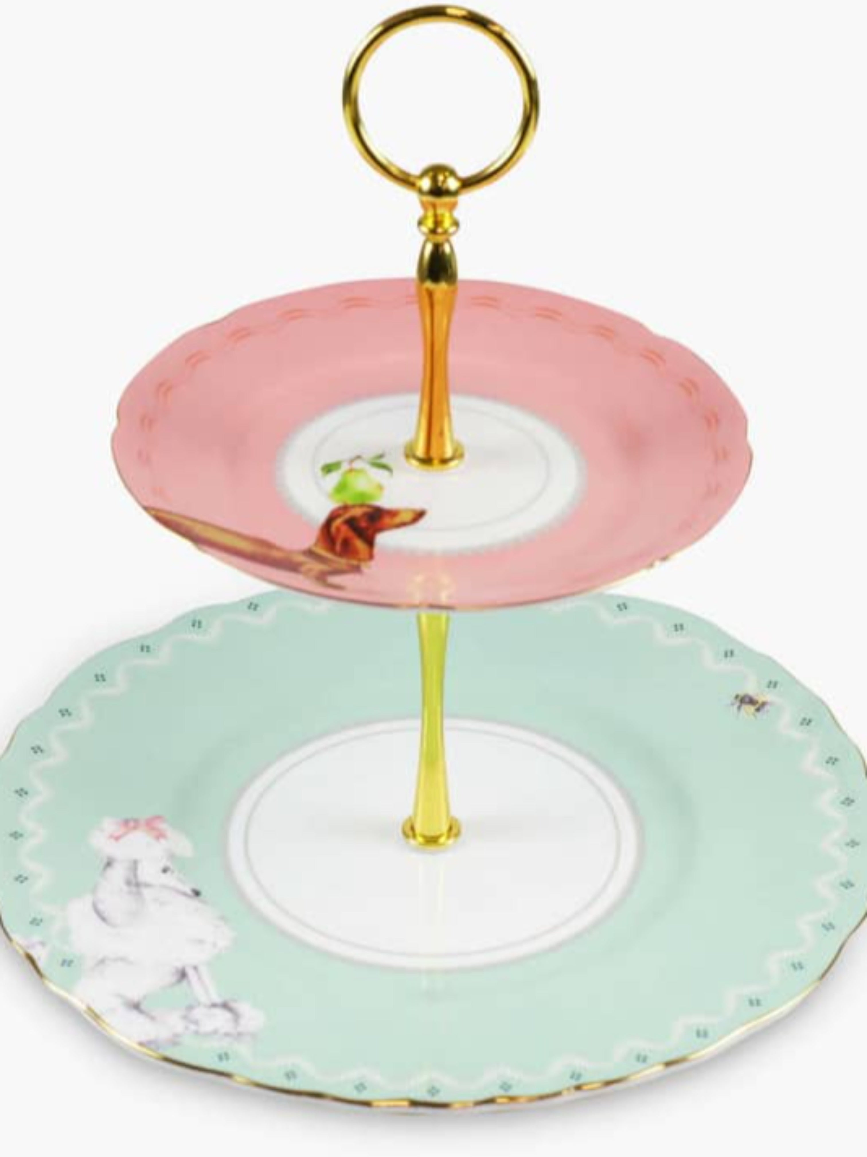 Yvonne Ellen Pretty Puppies Two Tier China Cake Stand
