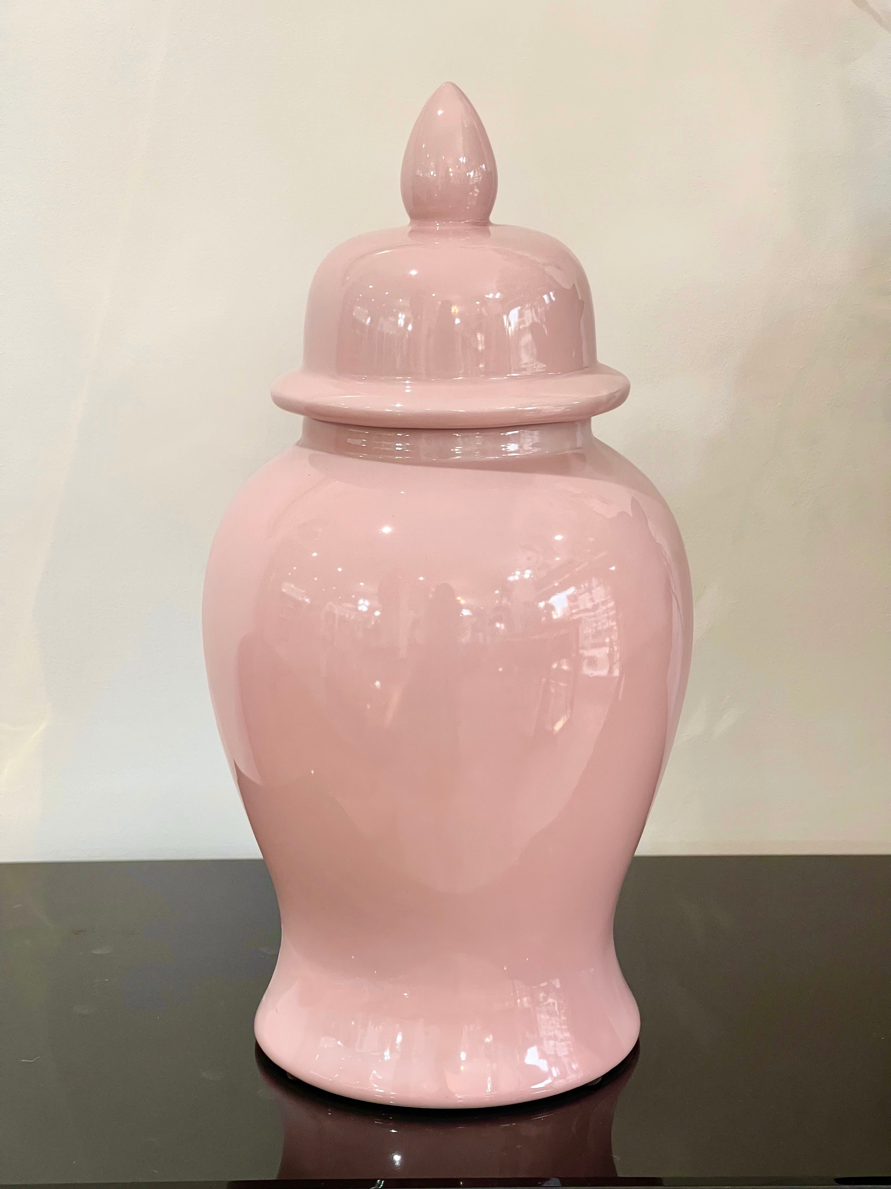 Pale Pink Ceramic Ginger Jar