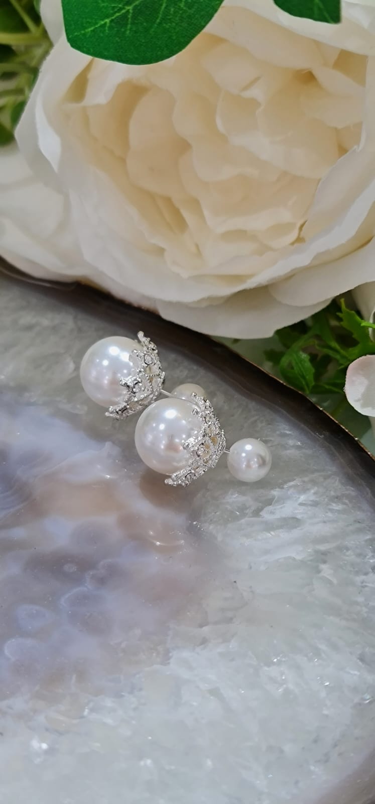 Silver Plated Statement Pearl Earrings