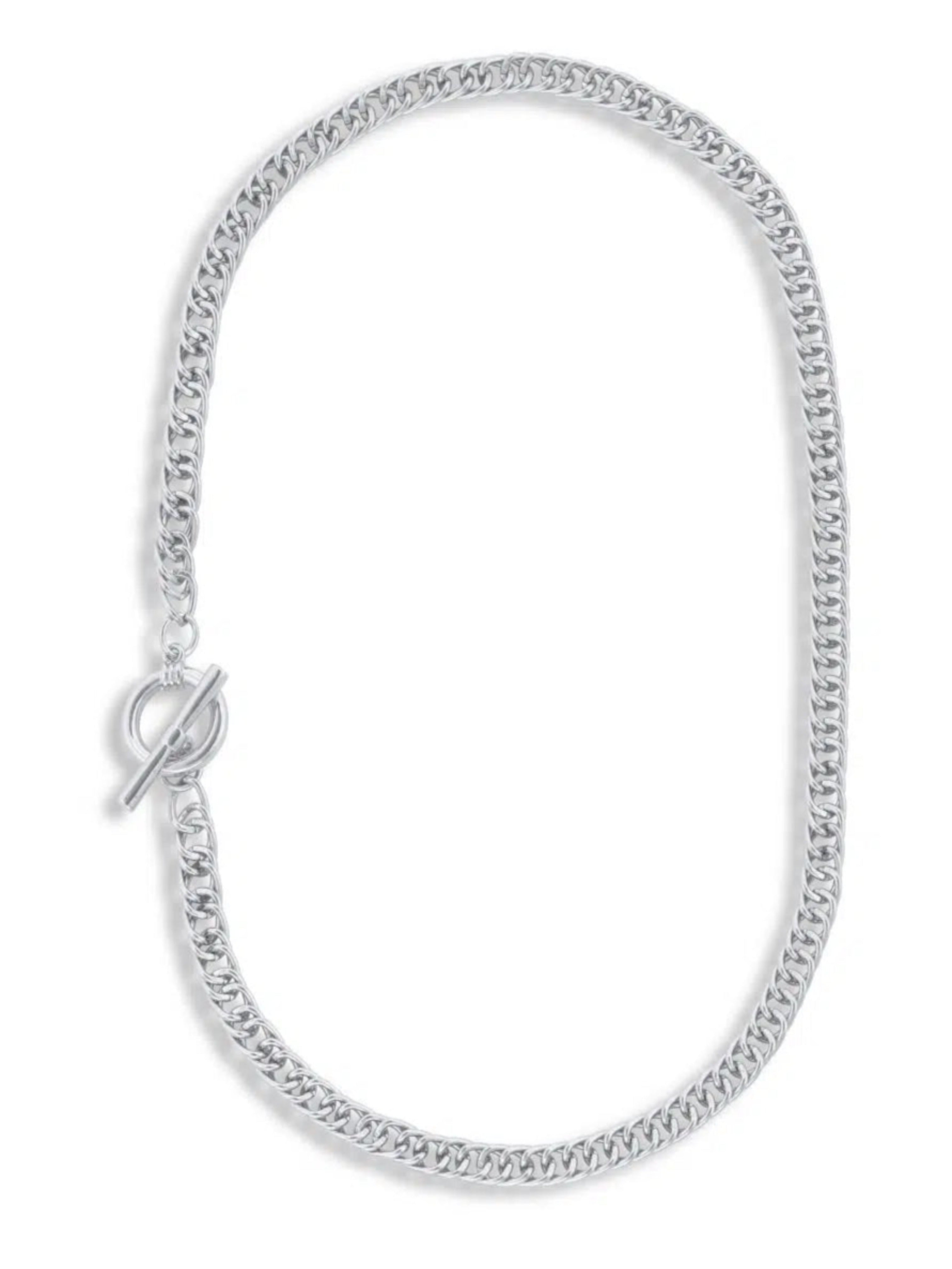 Silver Plated Chain T Bar Necklace