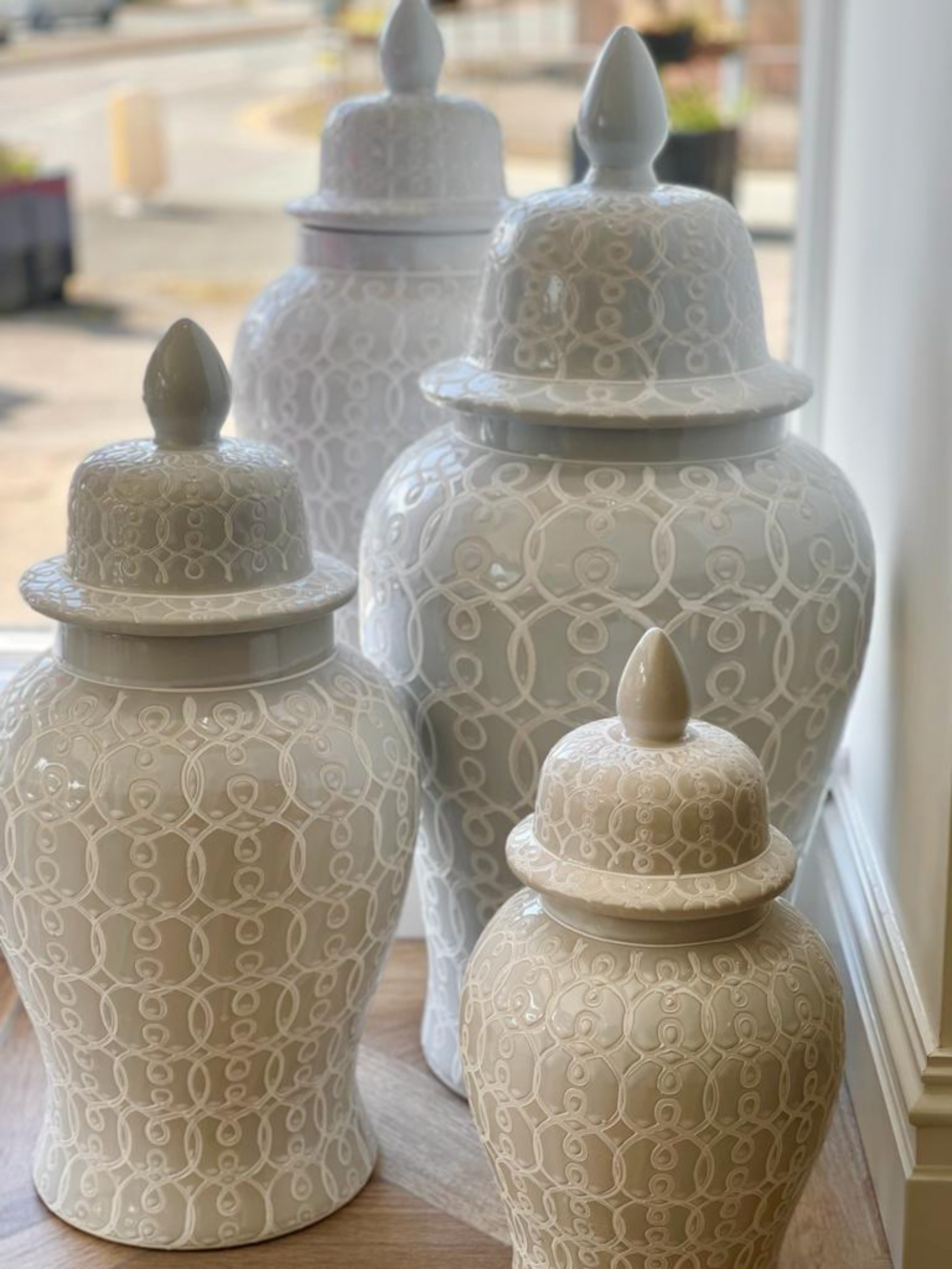 White Swirl Engraved Ginger Jars – Chic Interiors Cheshire