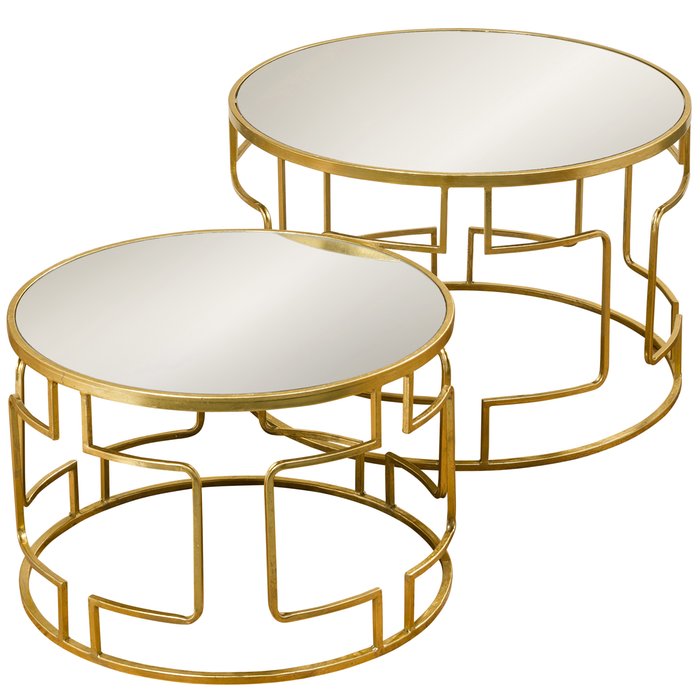 Geometric Gold Framed Mirrored Table