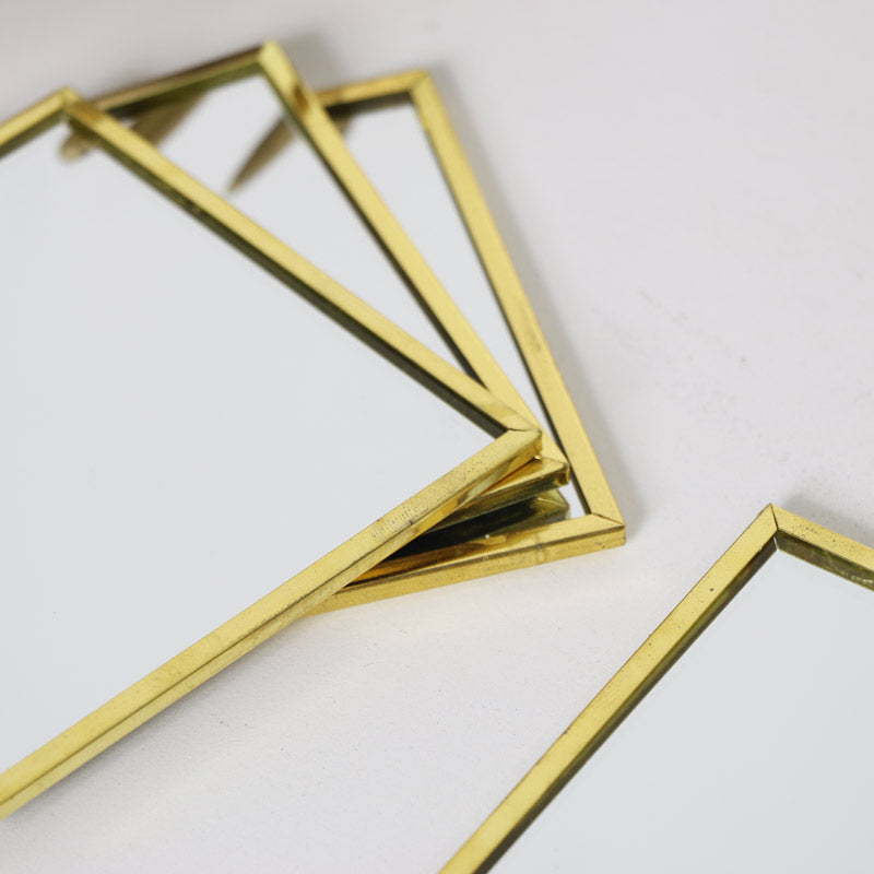 Set of Four Gold Framed Mirror Square Coasters