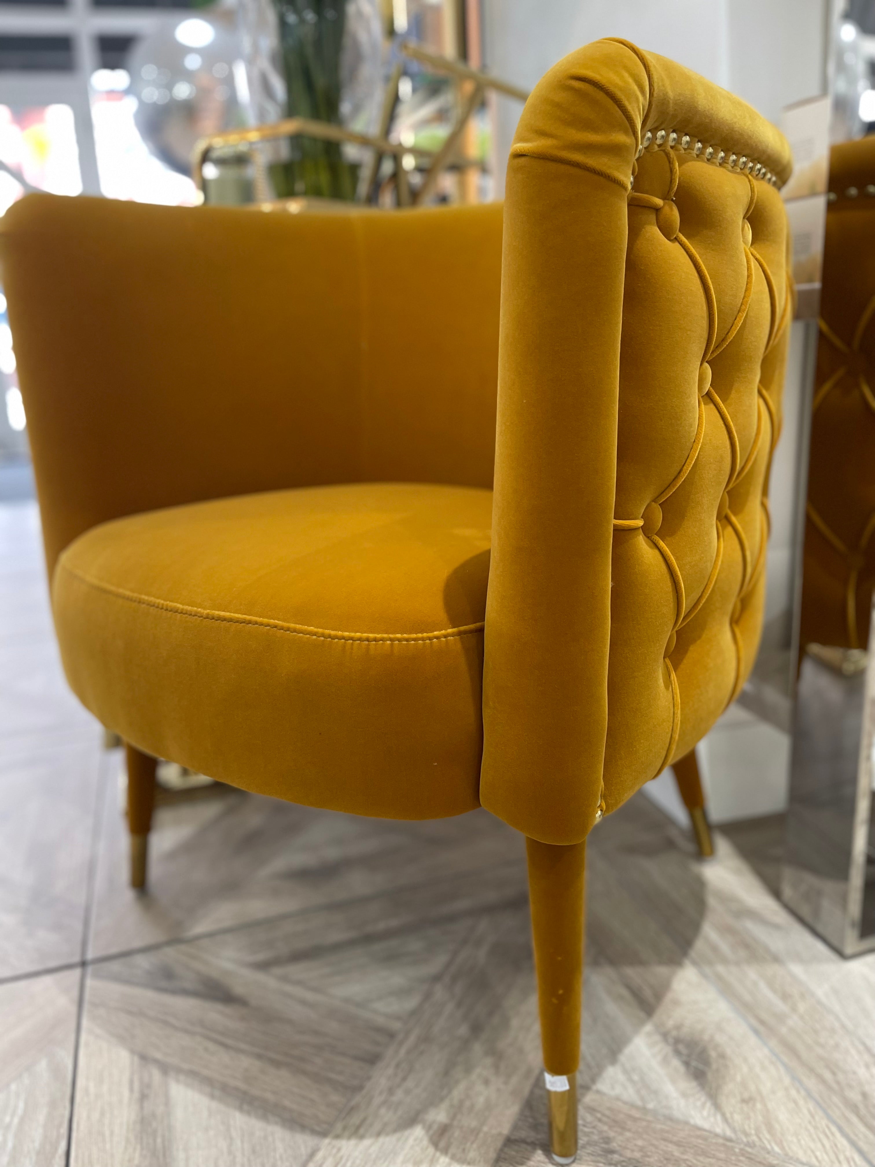 Mustard Curve Buttoned Chair