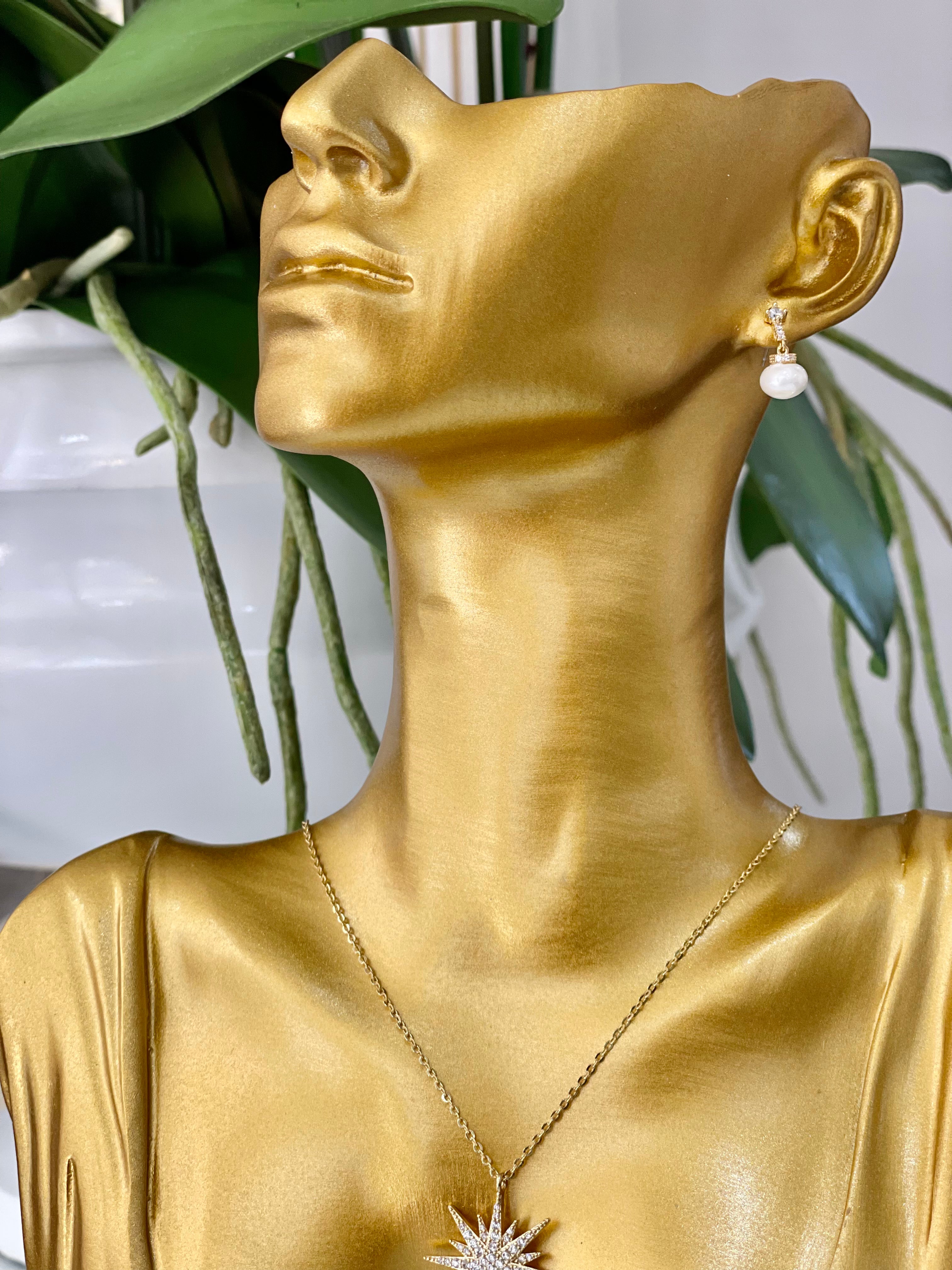 Gold Plated Diamanté Drop Earrings