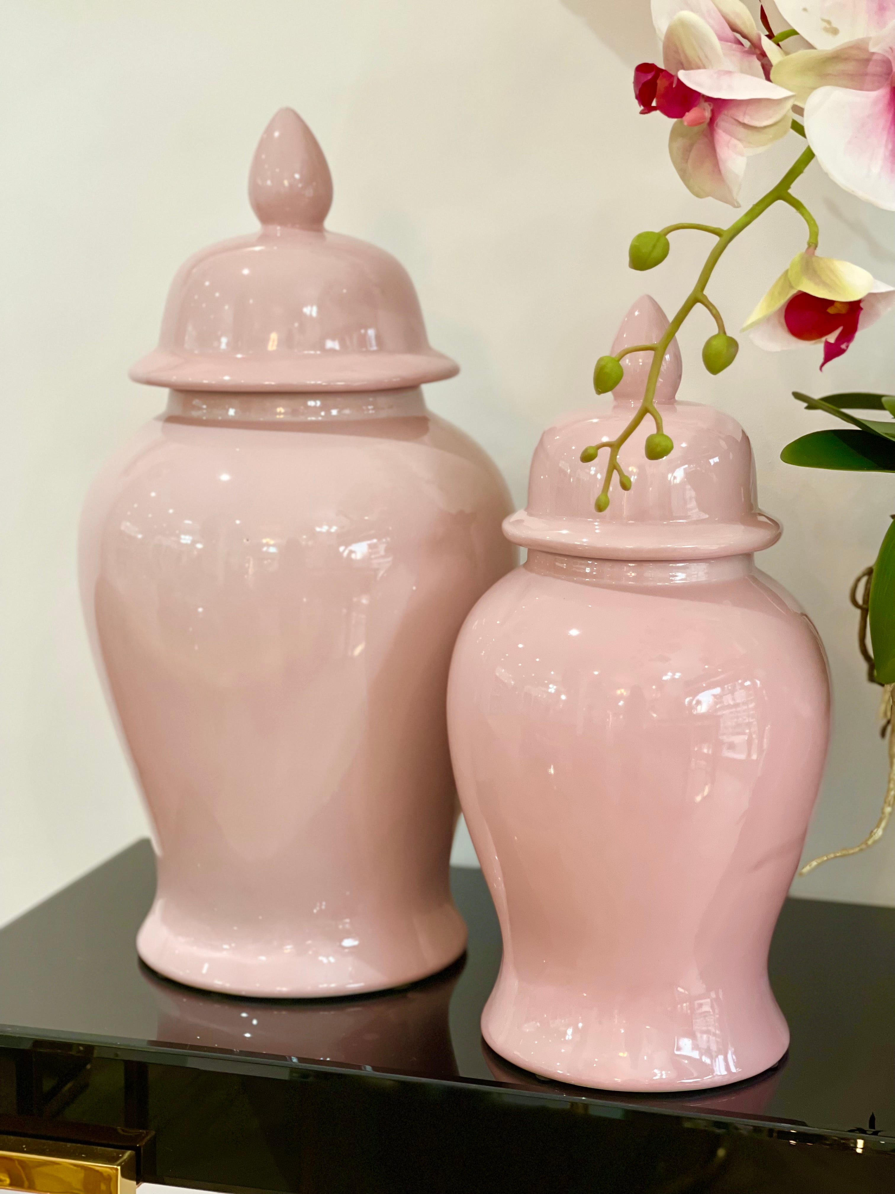 Pale Pink Ceramic Ginger Jar