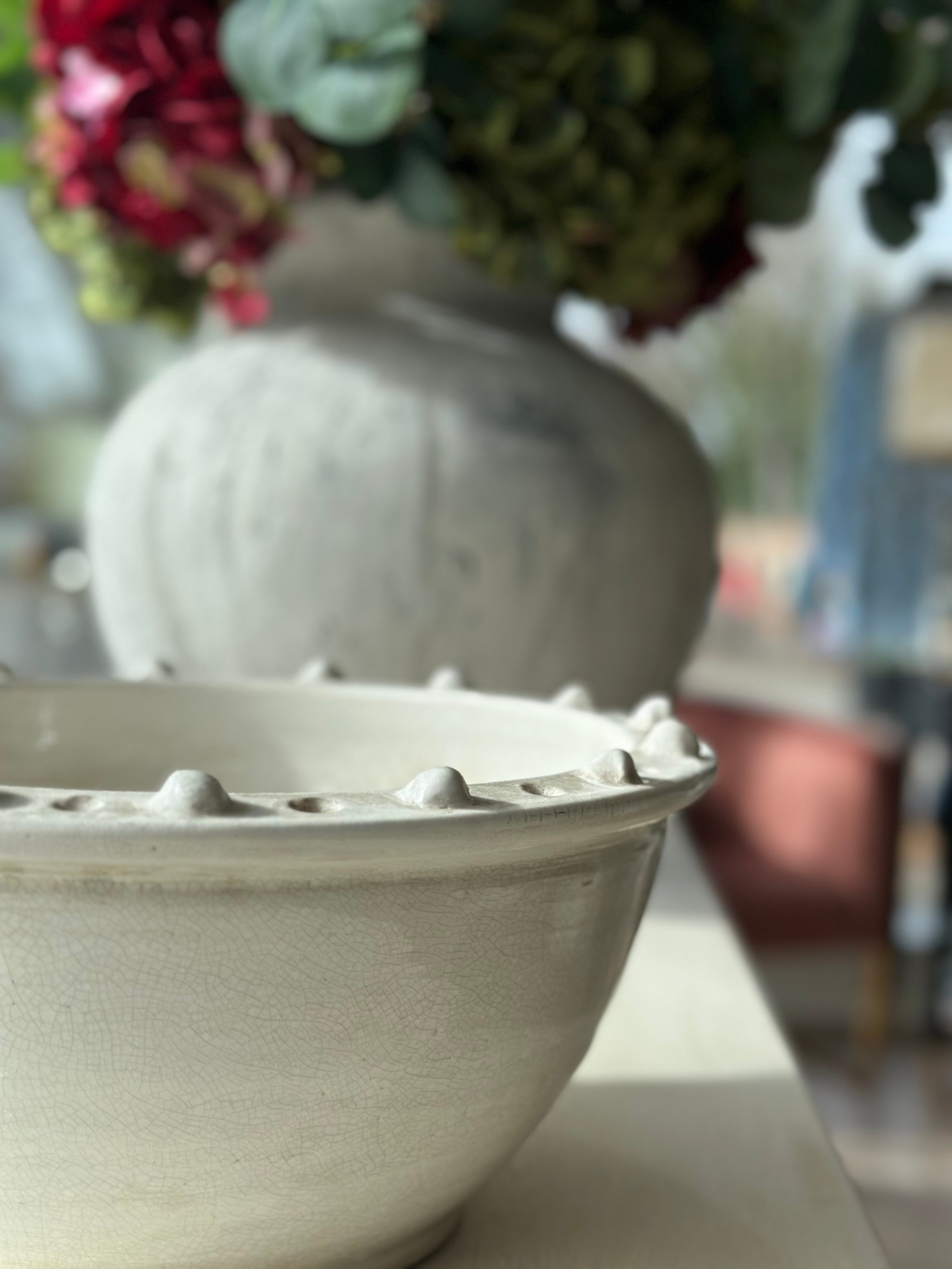 Distressed White Ceramic Bowl