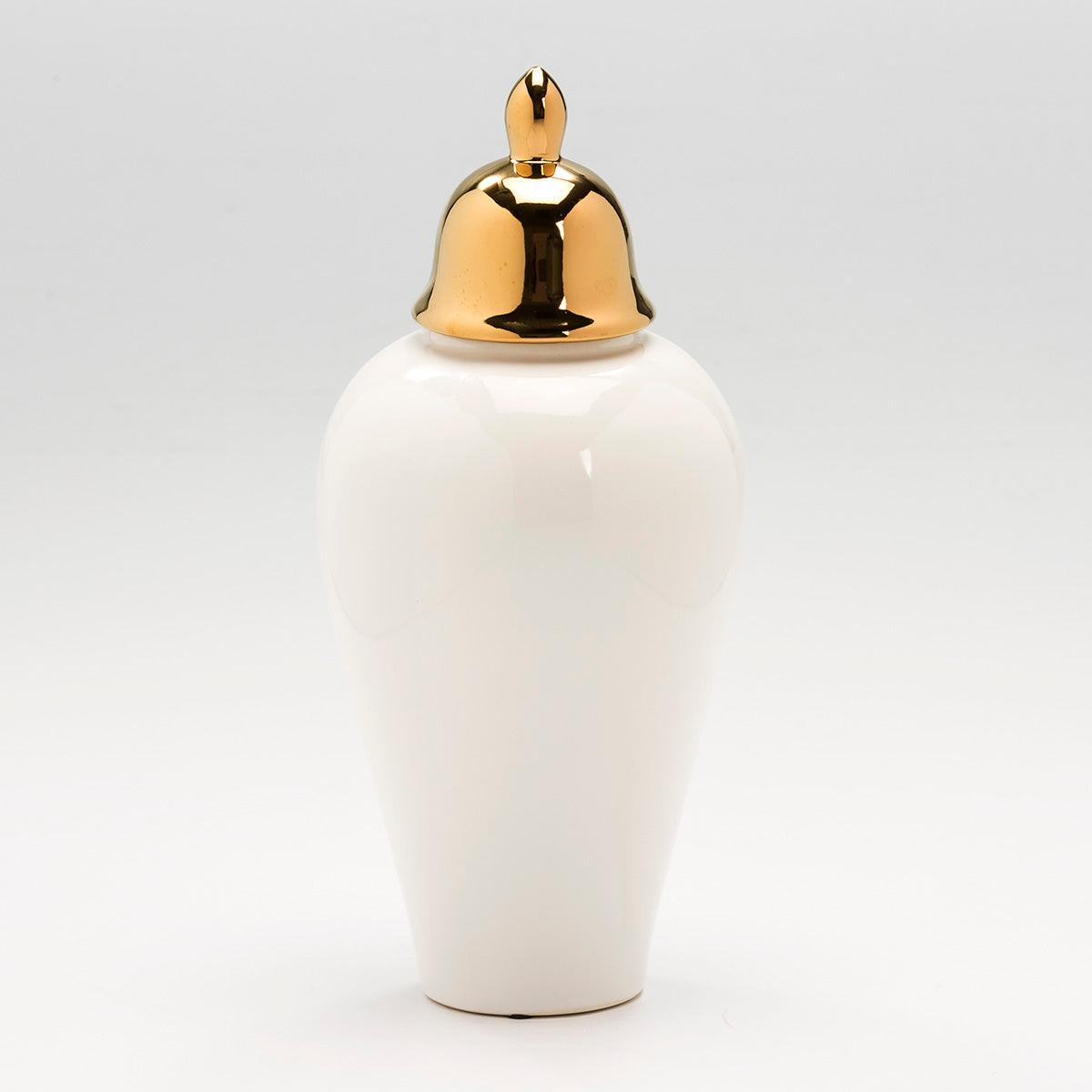 Earthenware White and Gold Jar