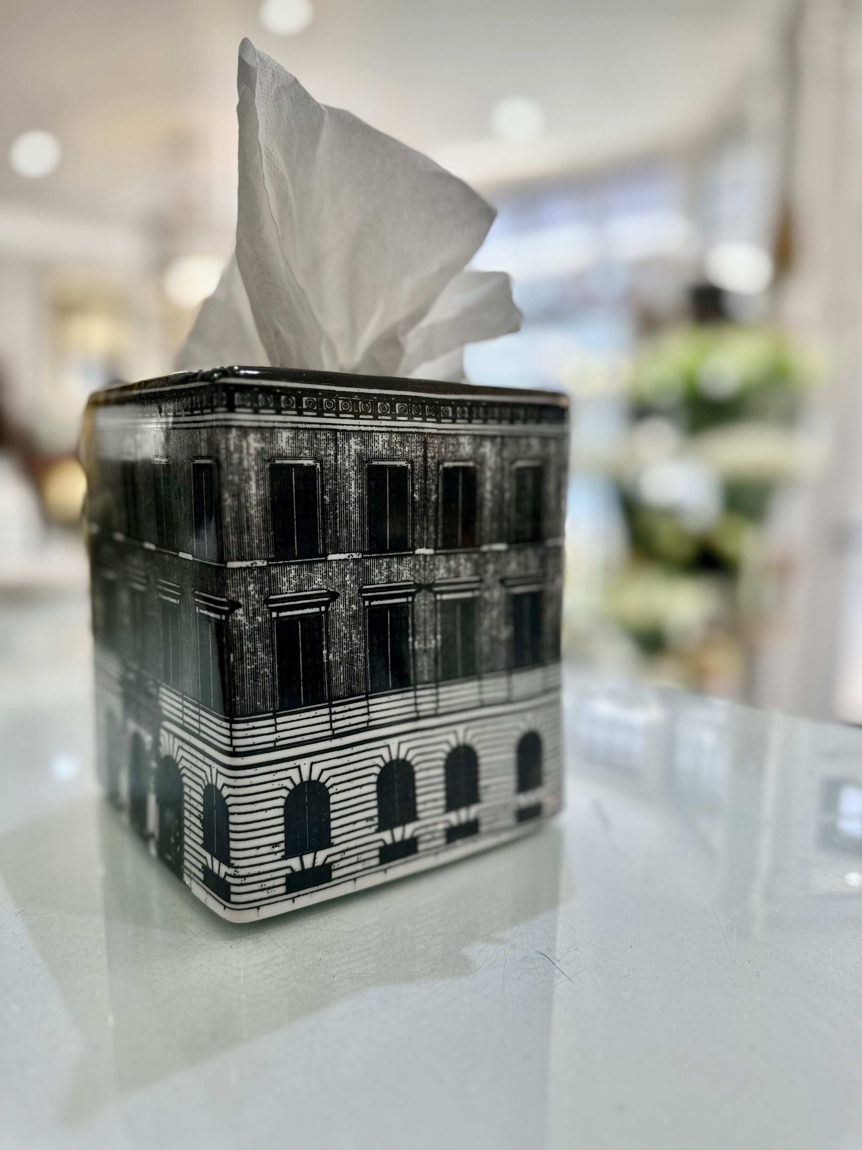 Black and White Architectural Tissue Box