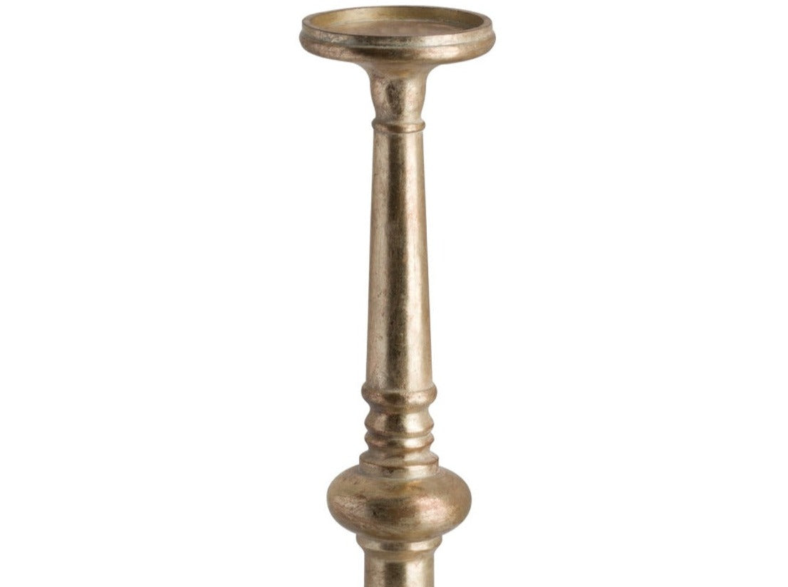 Antique Brass Effect Tall Candle Pillar