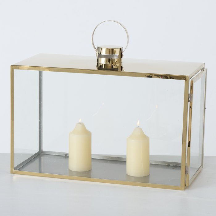 Golden Rectangular Candle Lantern