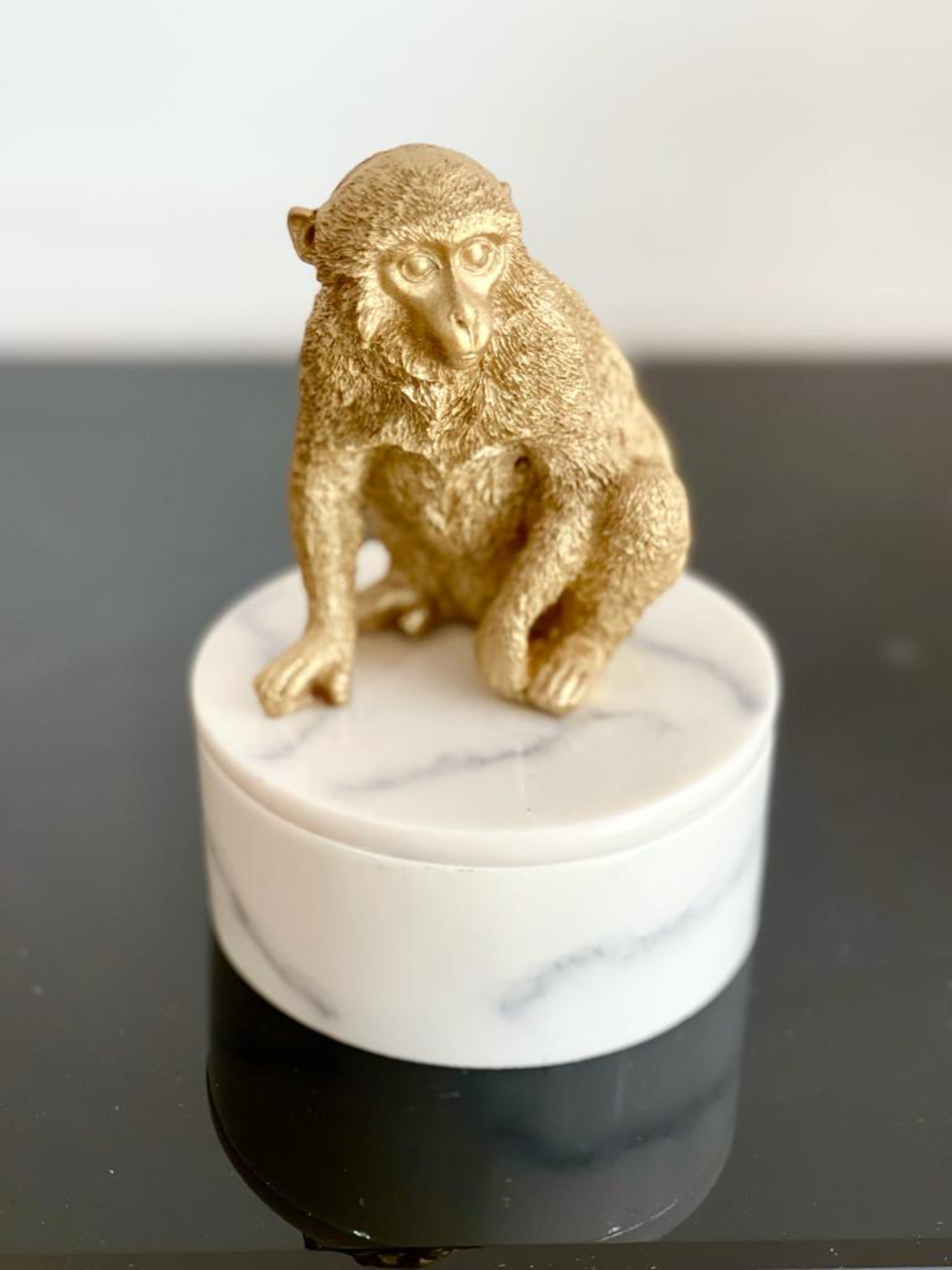 Golden Monkey Marble Trinket Box
