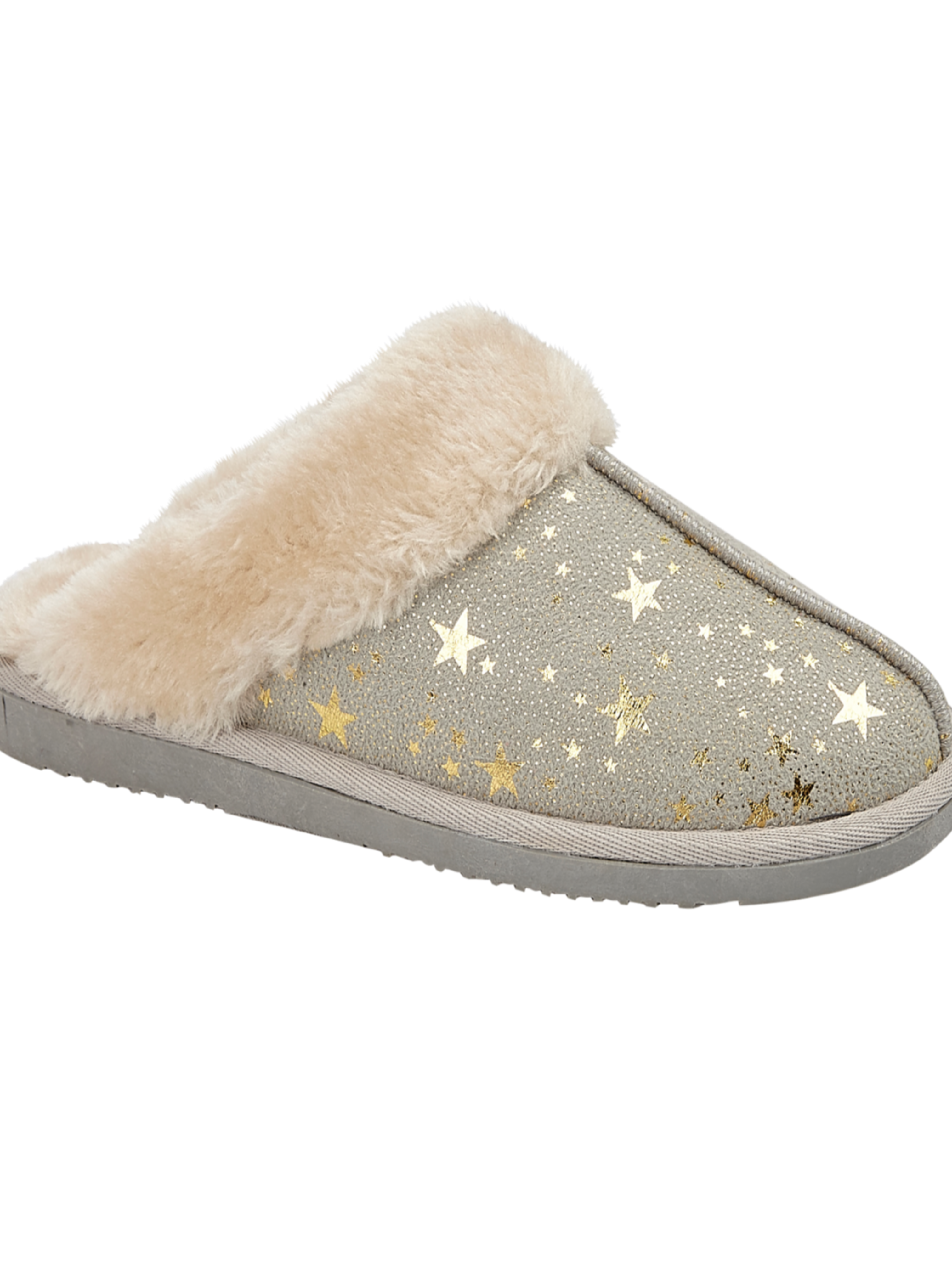Light Grey Slipper with Gold Stars