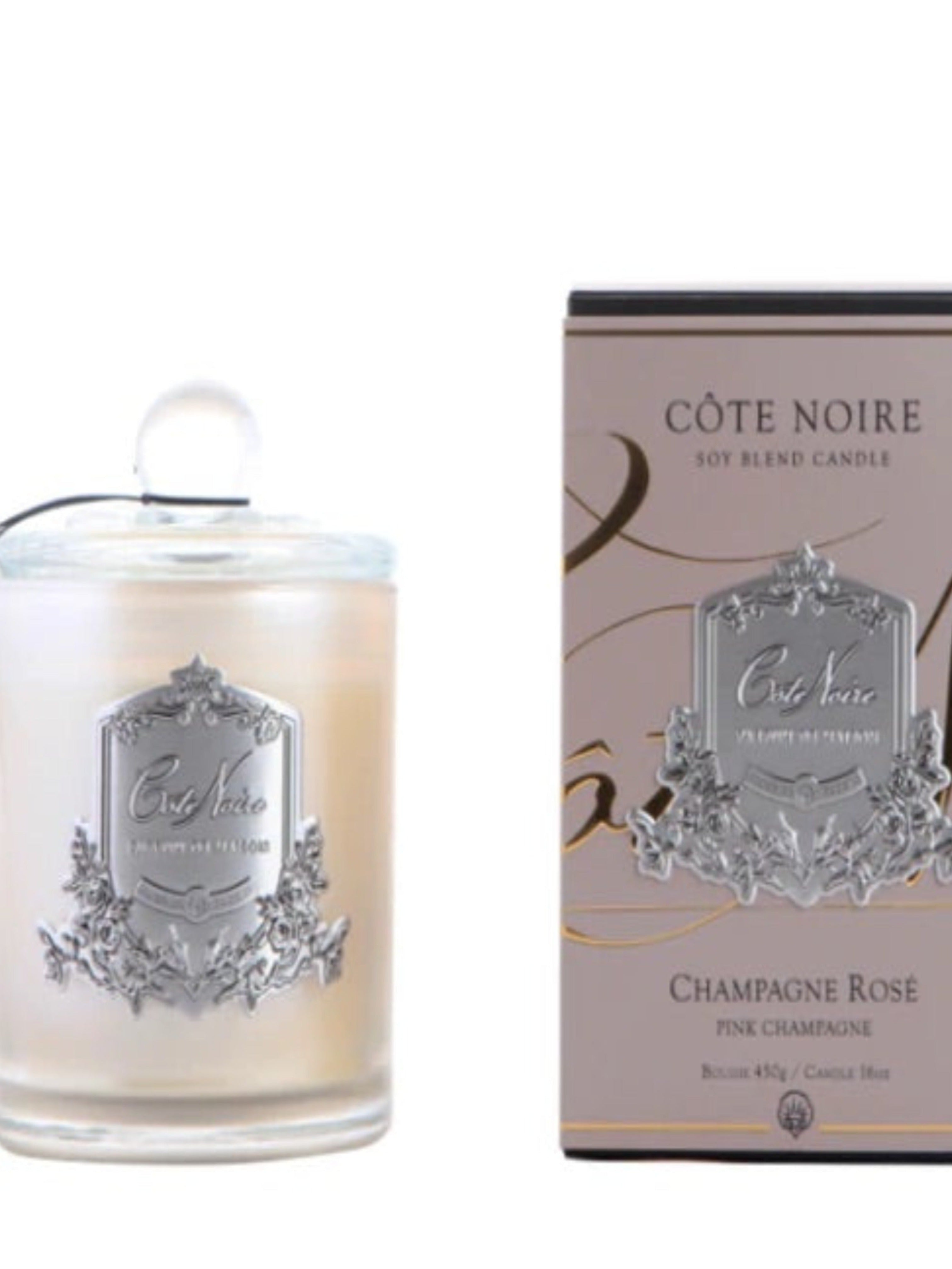 Côte Noire Champagne Rose Silver Large Candle