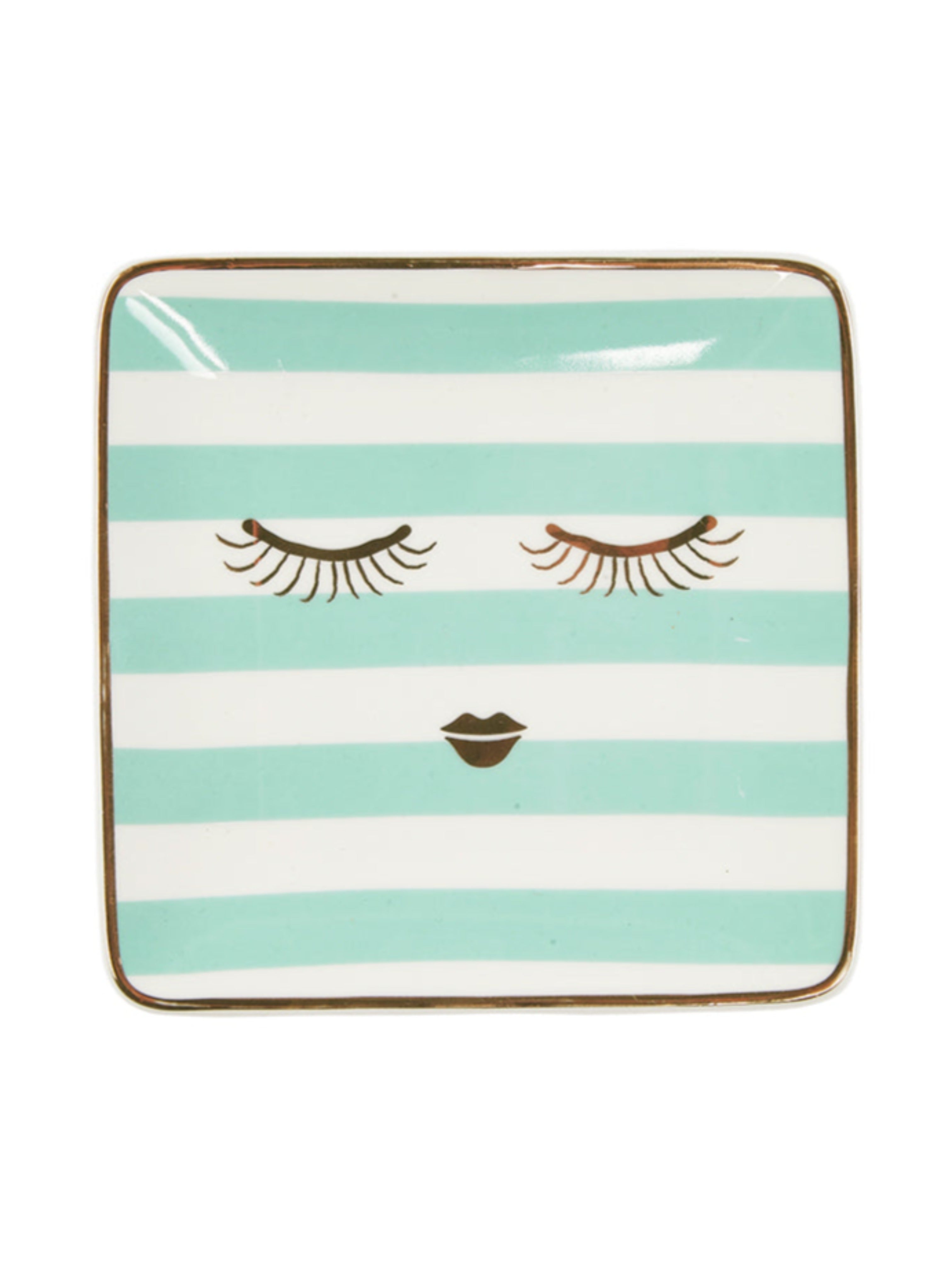 Miss Etoile Square Striped Small China Plate