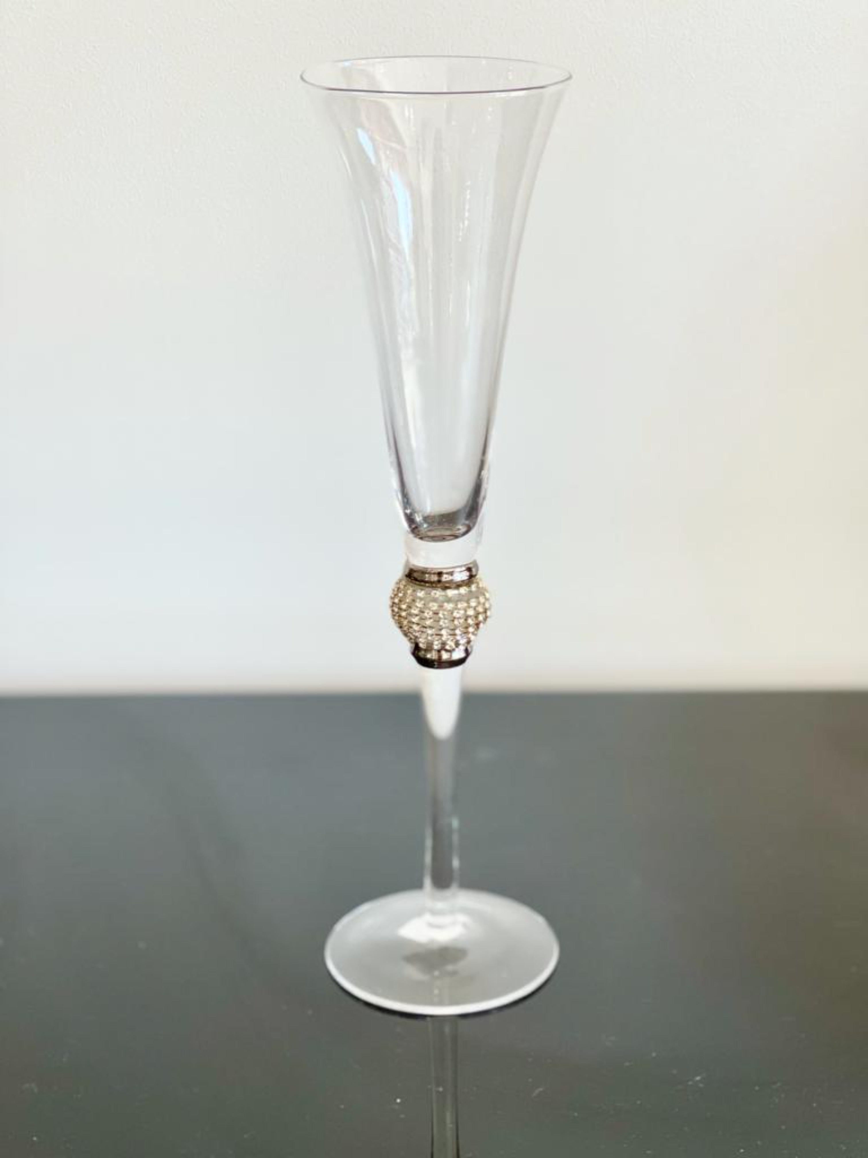 Silver Diamanté Ball Champagne Flute
