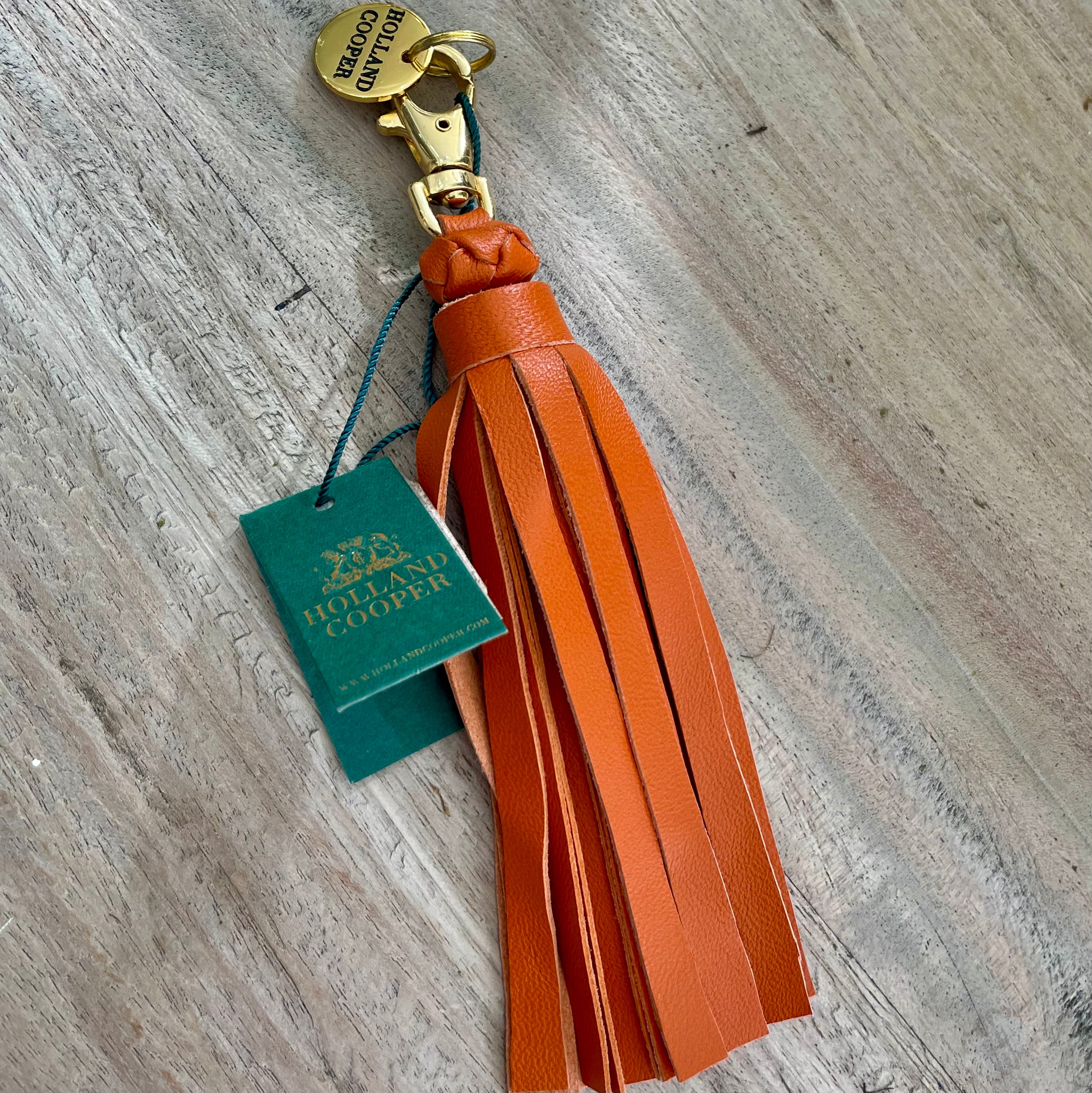 Holland Cooper Mayfair Tassle Keyring - Orange Leather