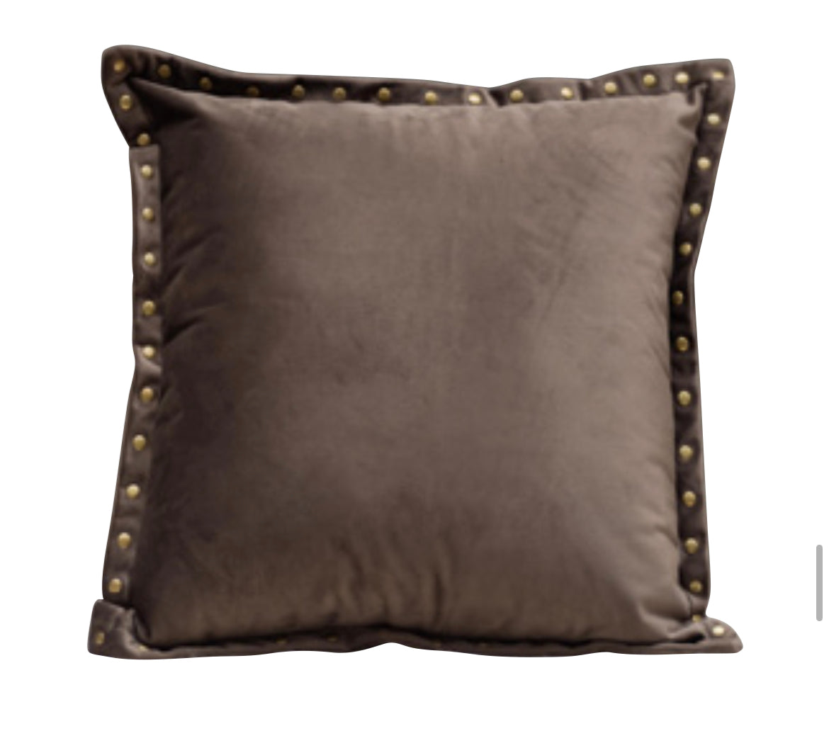 Musky Grey Cushion with Golden Stud Edging