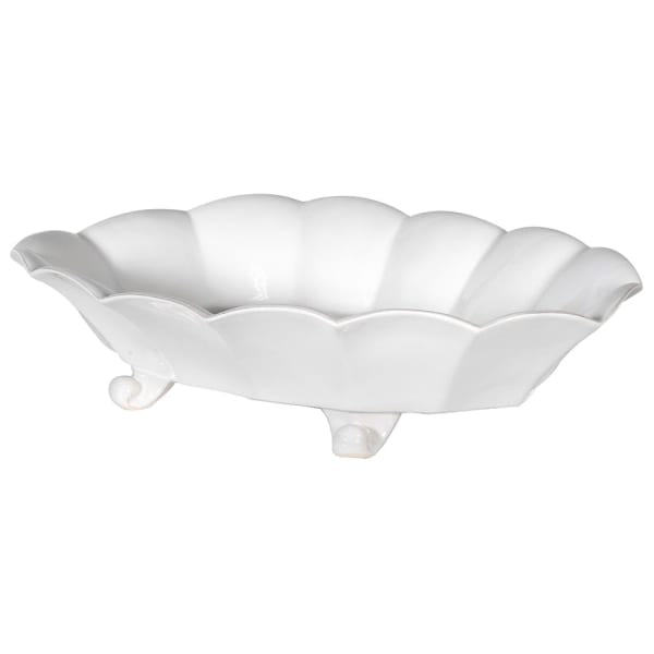 White Ceramic Oval Footed Dish