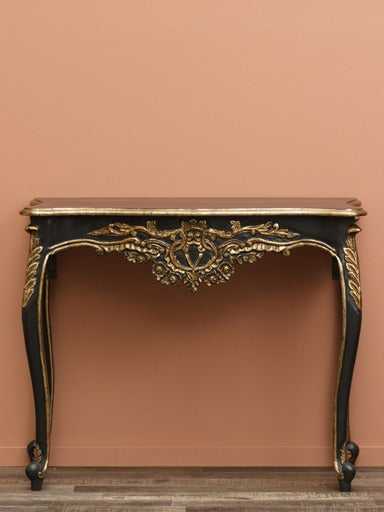 Black Wooden Console Table with Golden Detailing