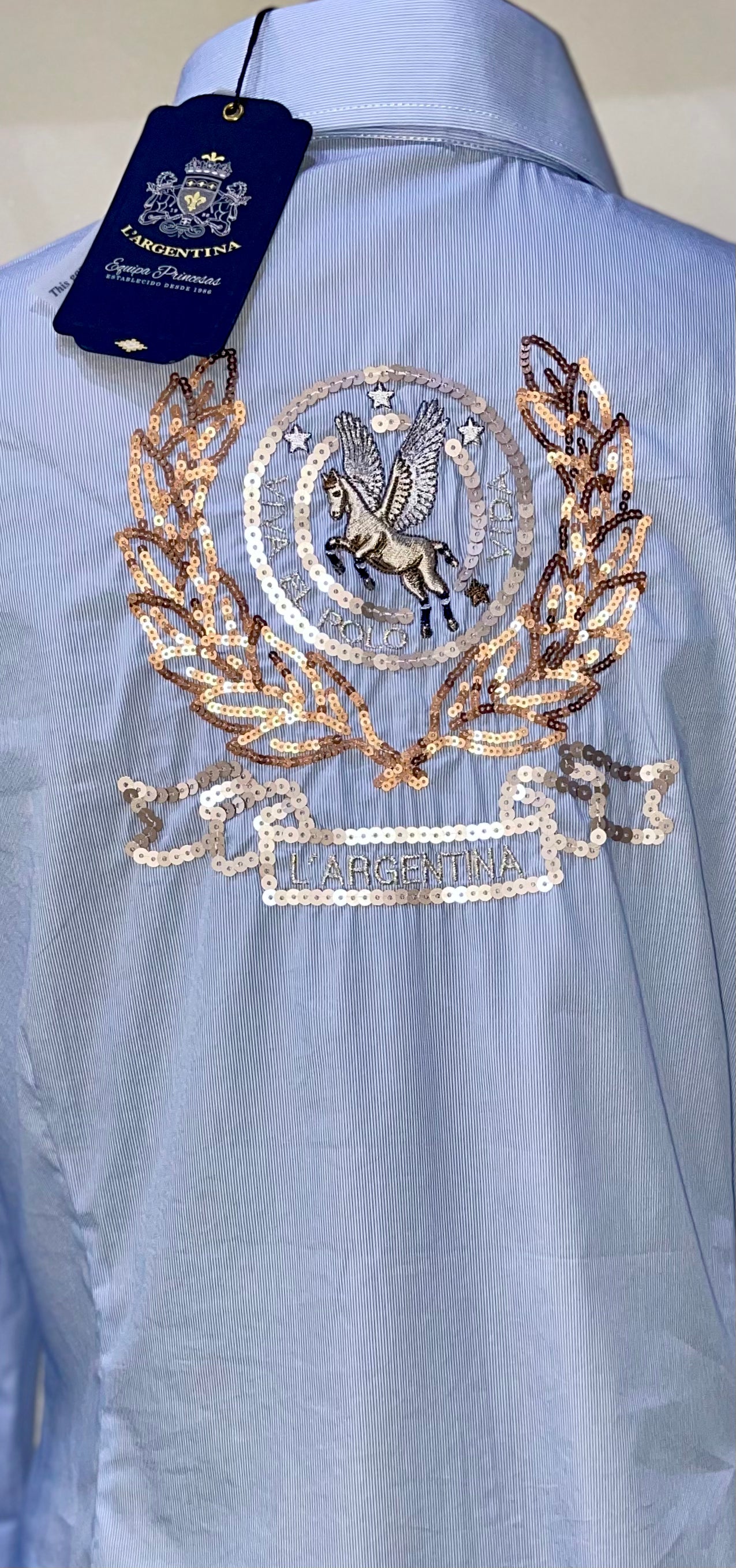 L’Argentina Badged Blue Shirt