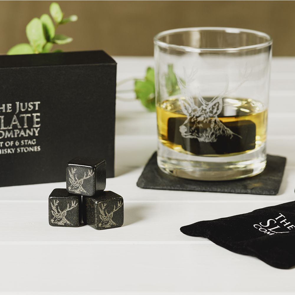 The Just Slate Company Stag Whisky Stones