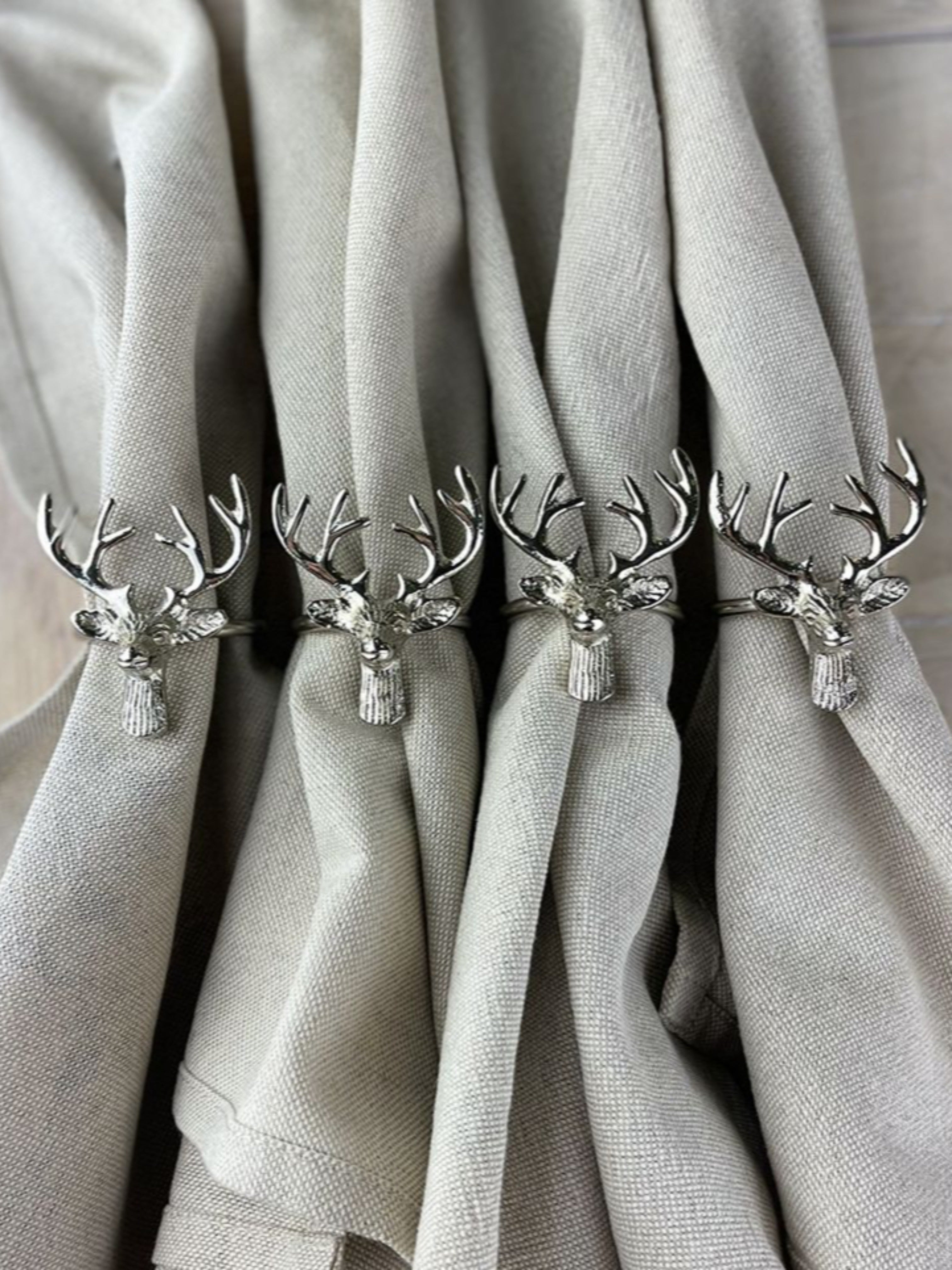 The Just Slate Company Set of Four Stag Napkin Rings