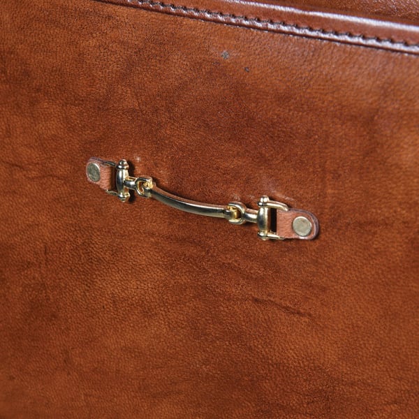 Brown Leather Magazine Holder with Horse Bit Detail