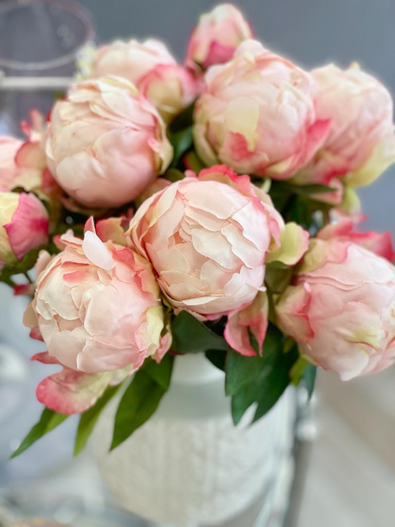 Faux Pink Peony Bouquet Arrangement