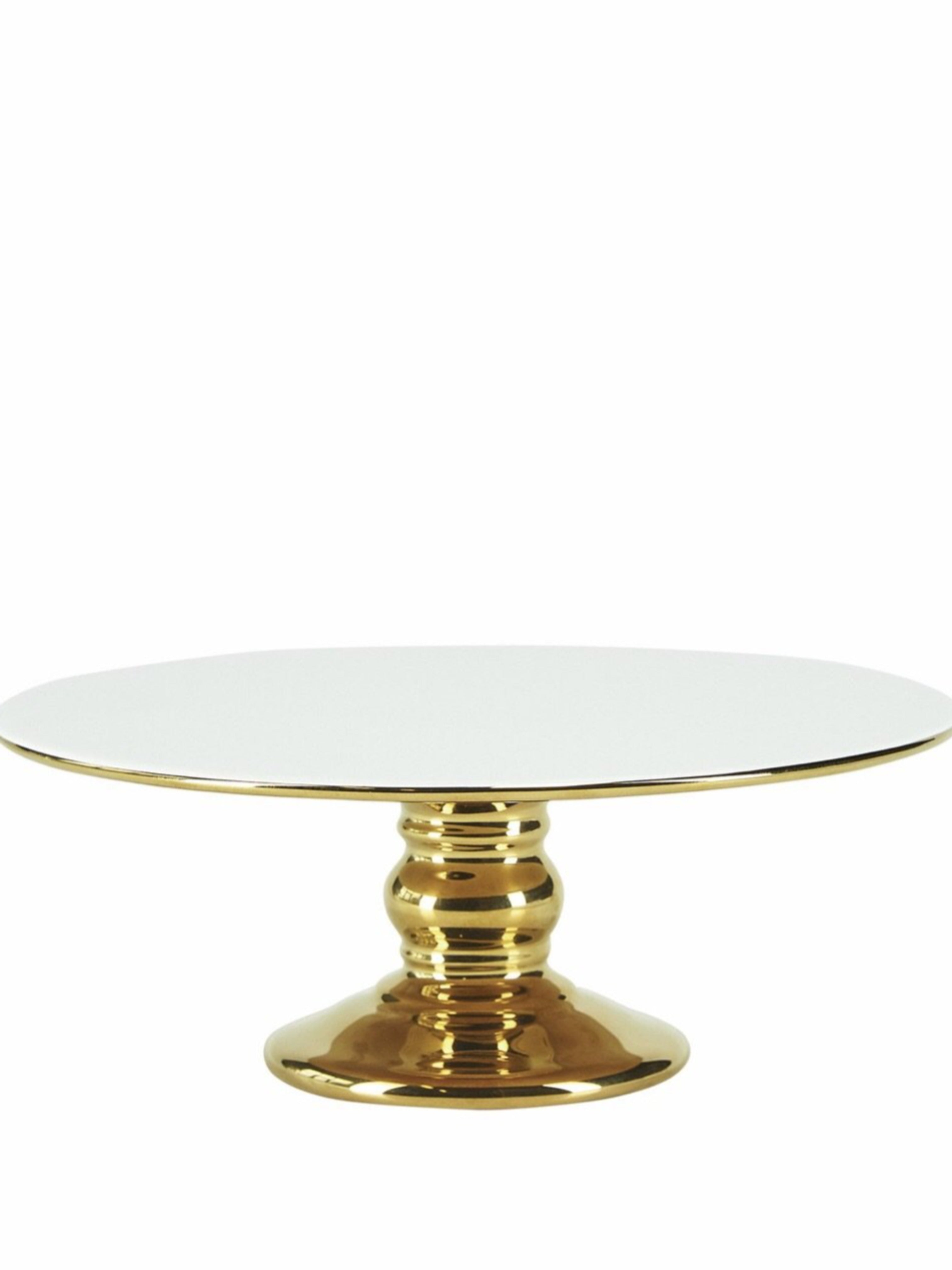 Miss Etoile White Cake Stand with a Gold Foot