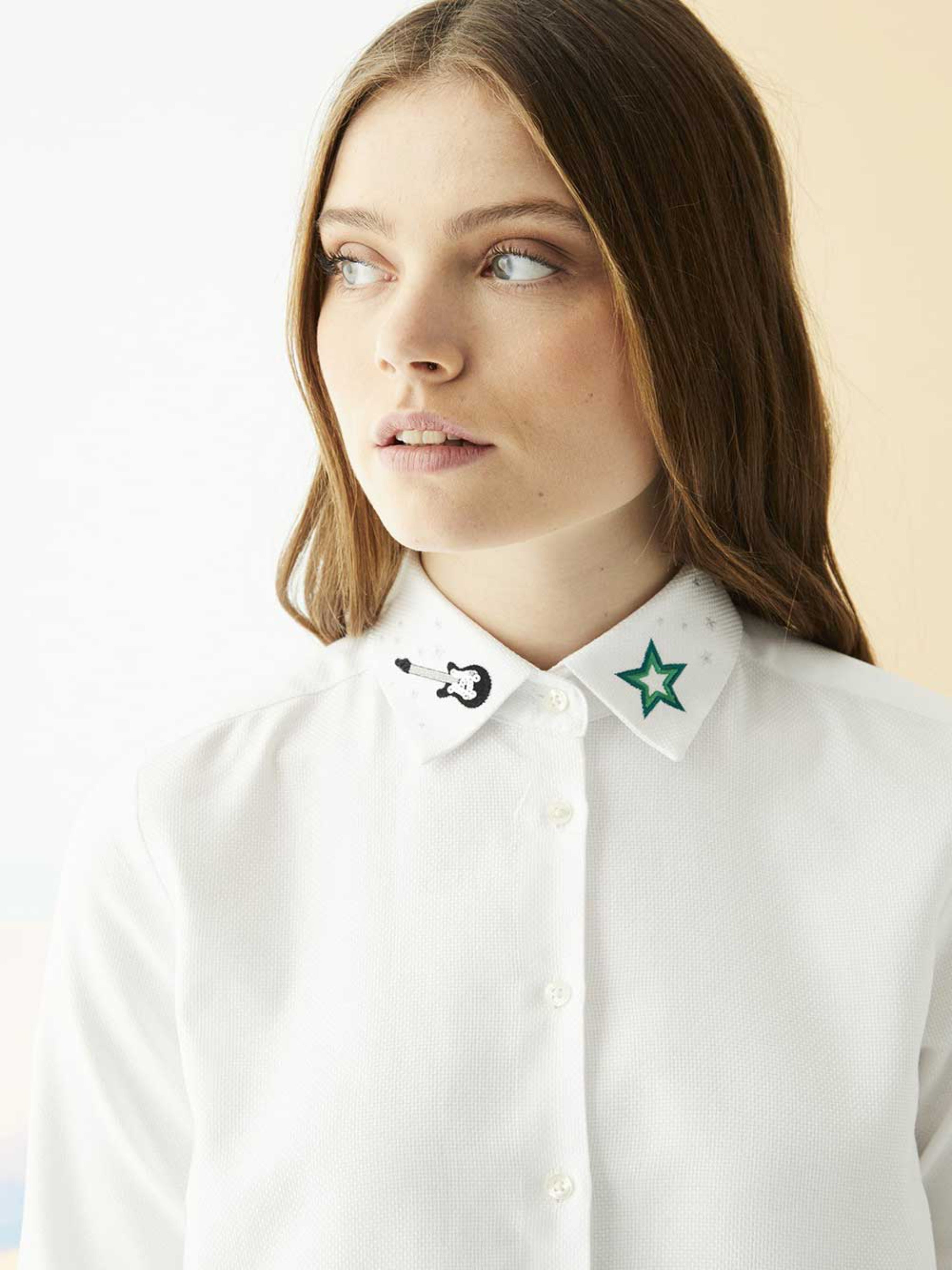 Vilagallo Isabella White Embroidery Shirt