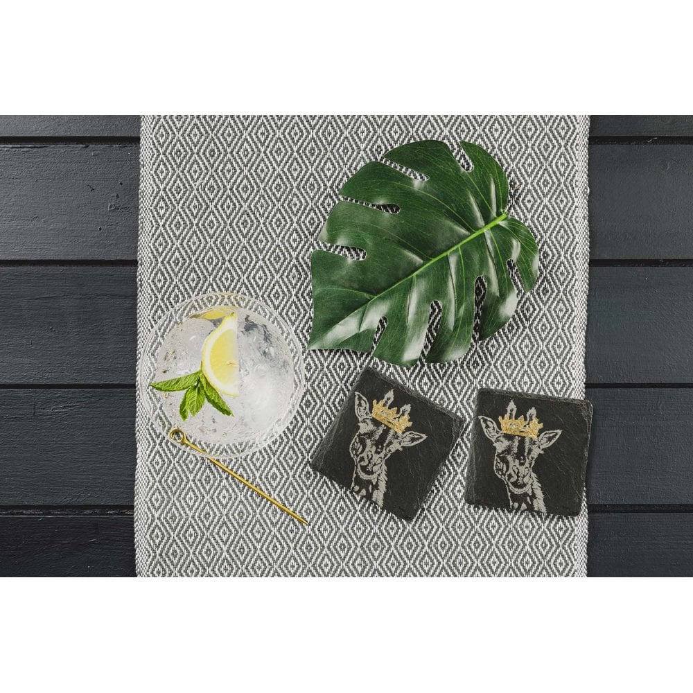 The Just Slate Company Set of Two Gold Leaf Crowned Giraffe Coasters