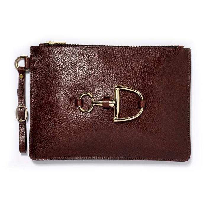 Leather Clutch Bag with Horse-bit Detail