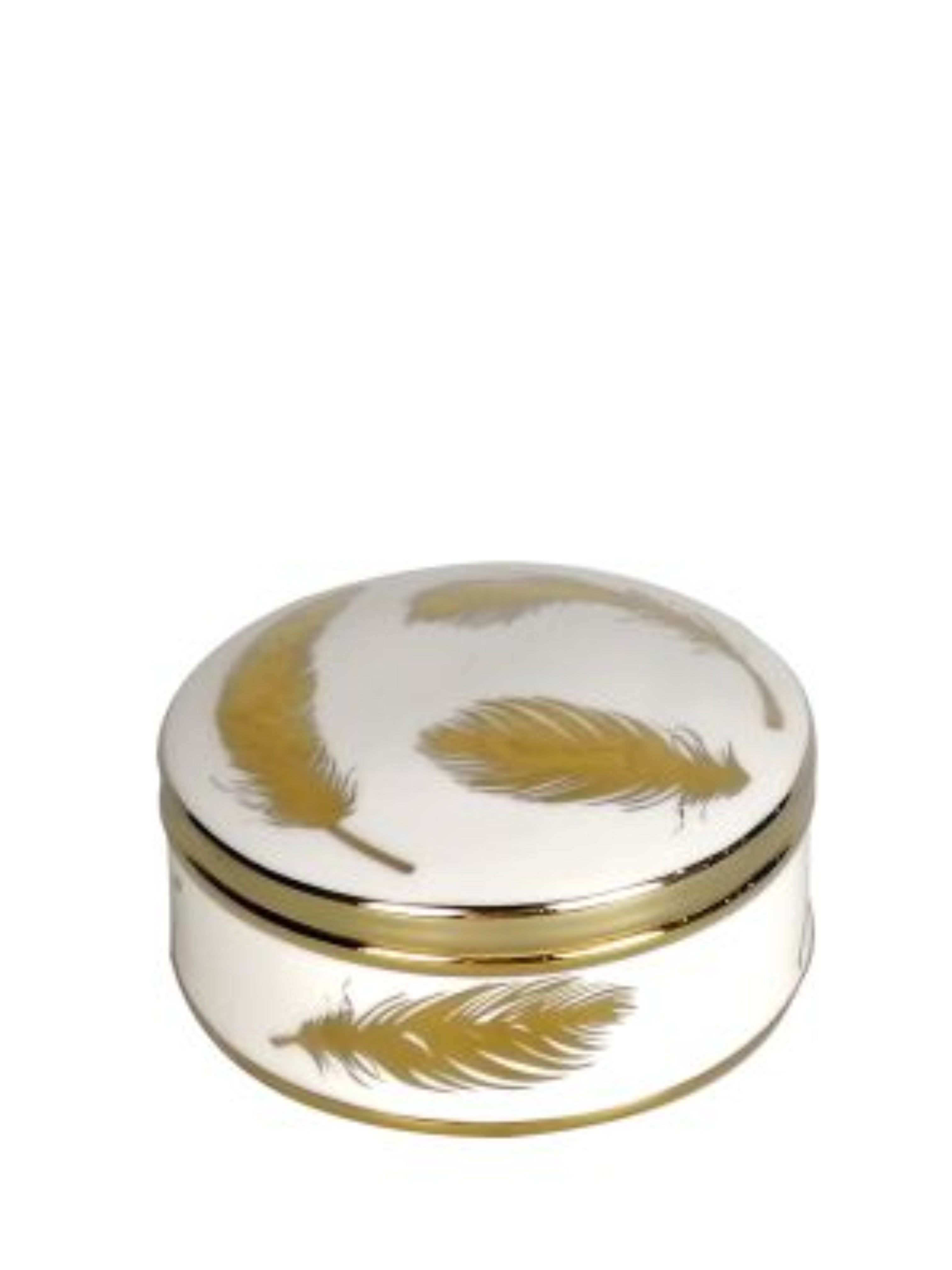 White and Gold Feather Trinket Box