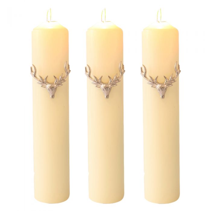 Culinary Concepts Set of Three Large Silver Stag Antler Candle Pins