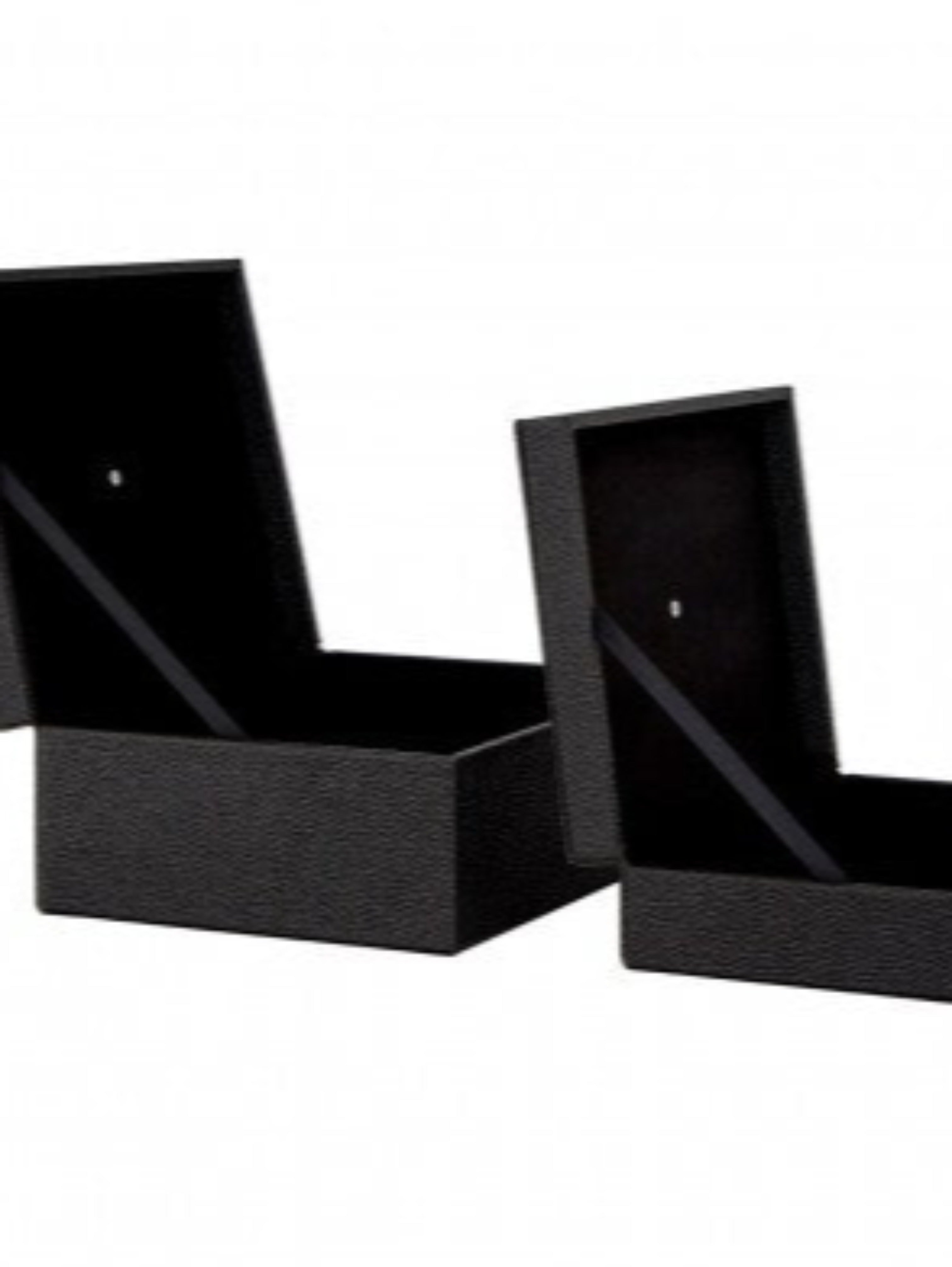 Set of Two Black Faux Leather Storage Boxes with Ivory Handle