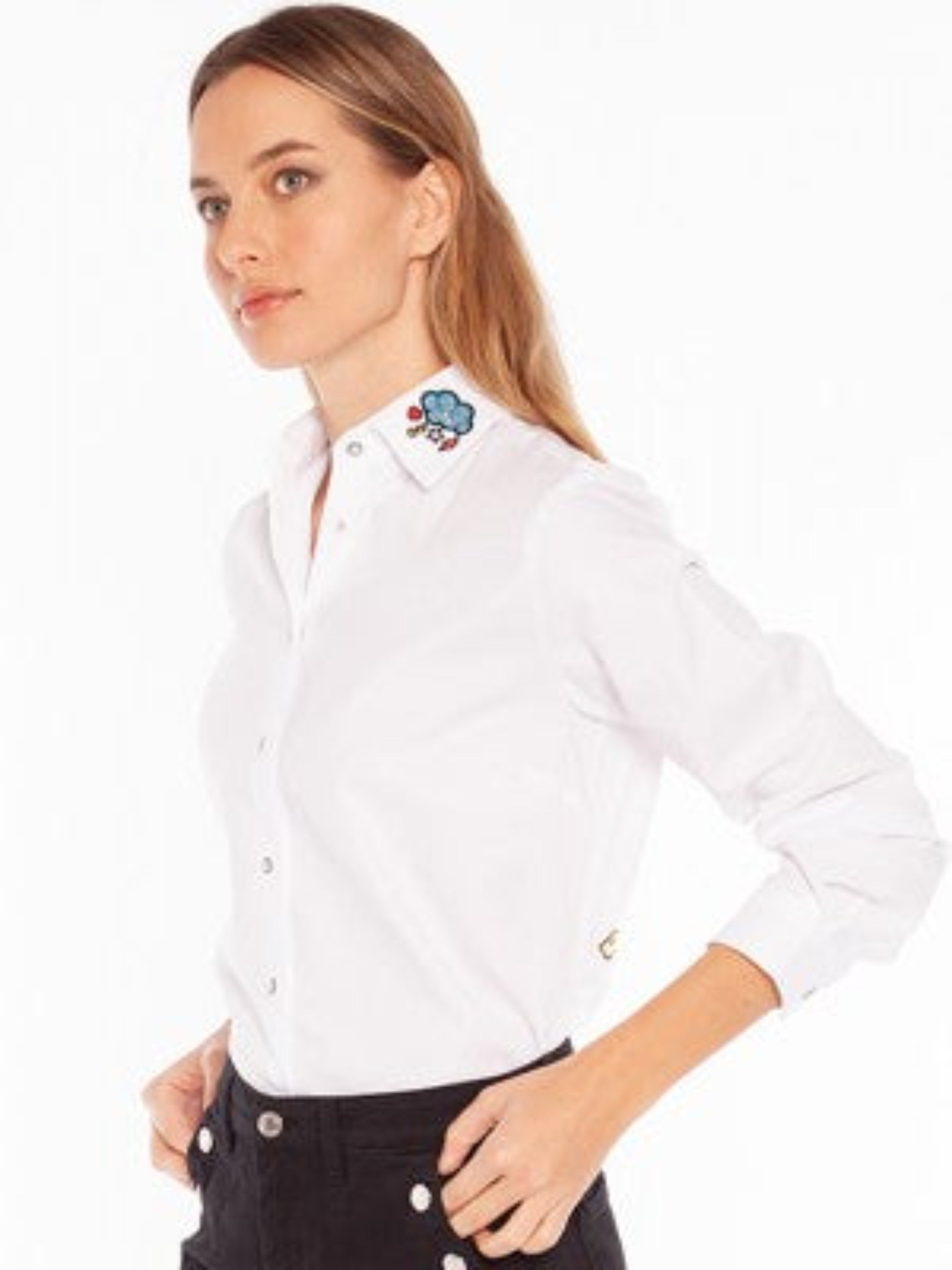 Vilagallo Isabella Emb Texture White Shirt