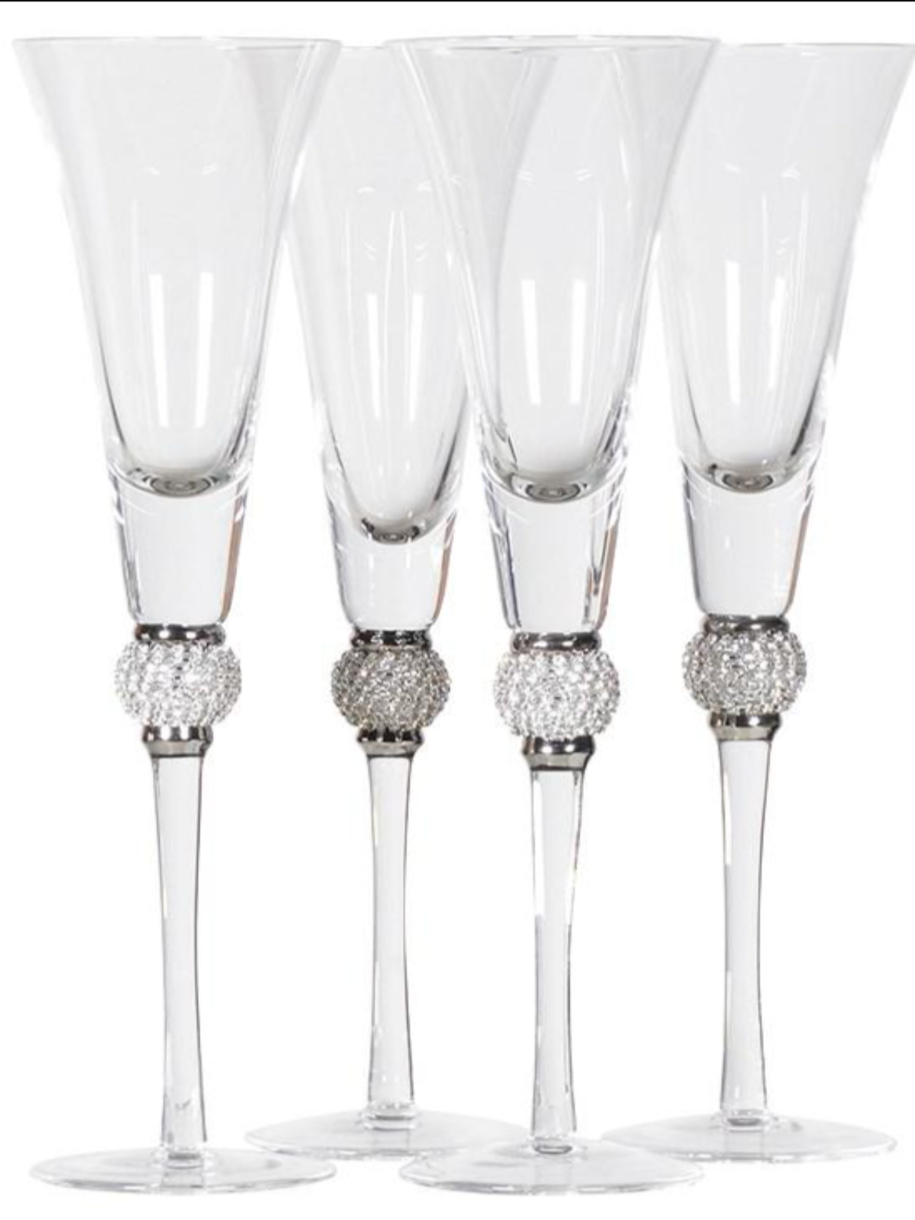 Silver Diamanté Ball Champagne Flute