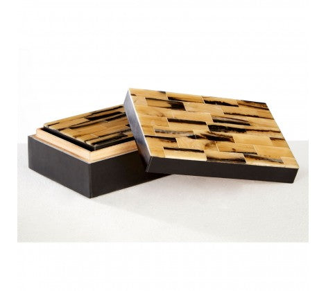 Set of Two Black Tiled Storage Boxes