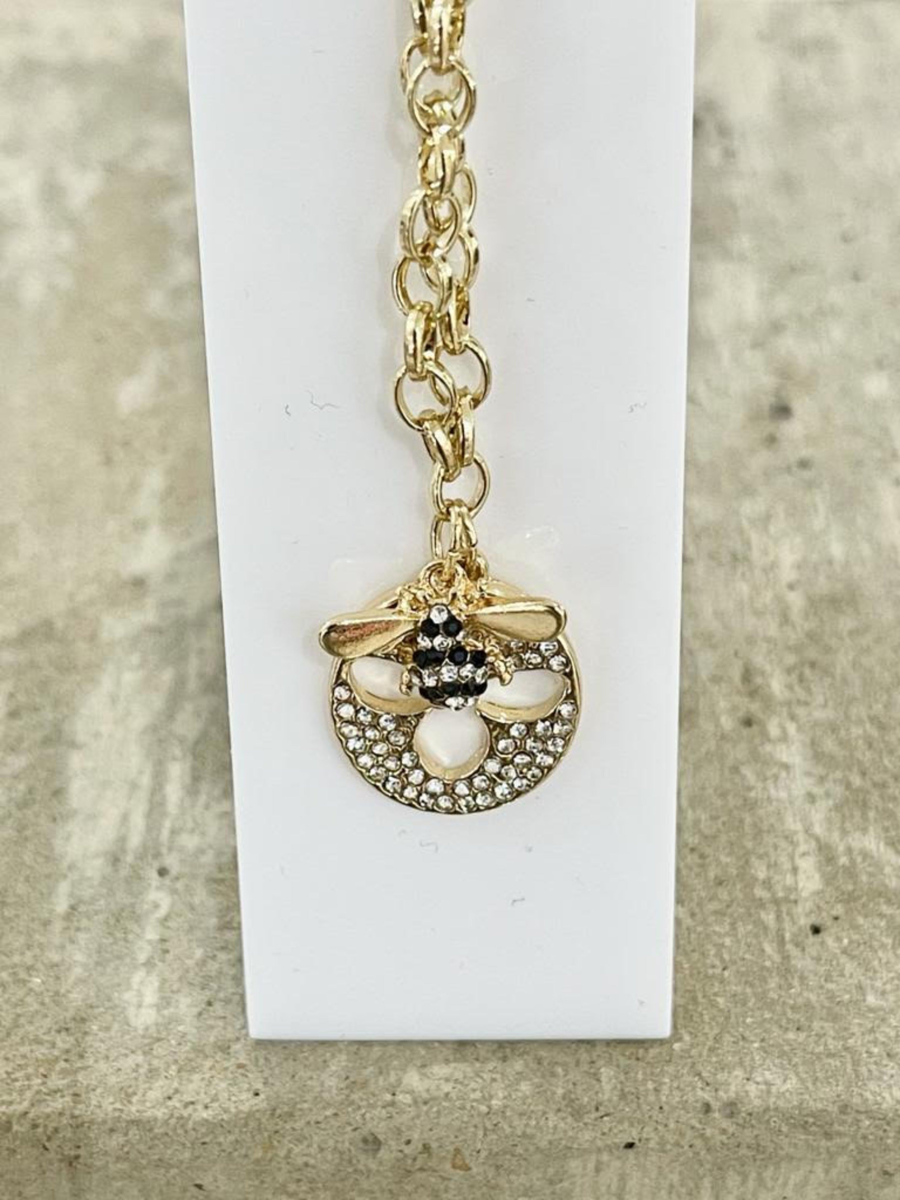 Gold Plated Chain Necklace with Bee Pendant